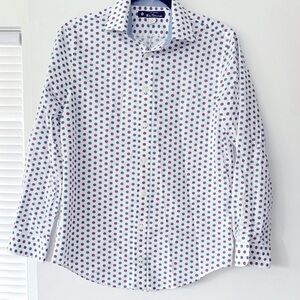 Boys Ben Sherman White Shirt with Blue Floral Size 18